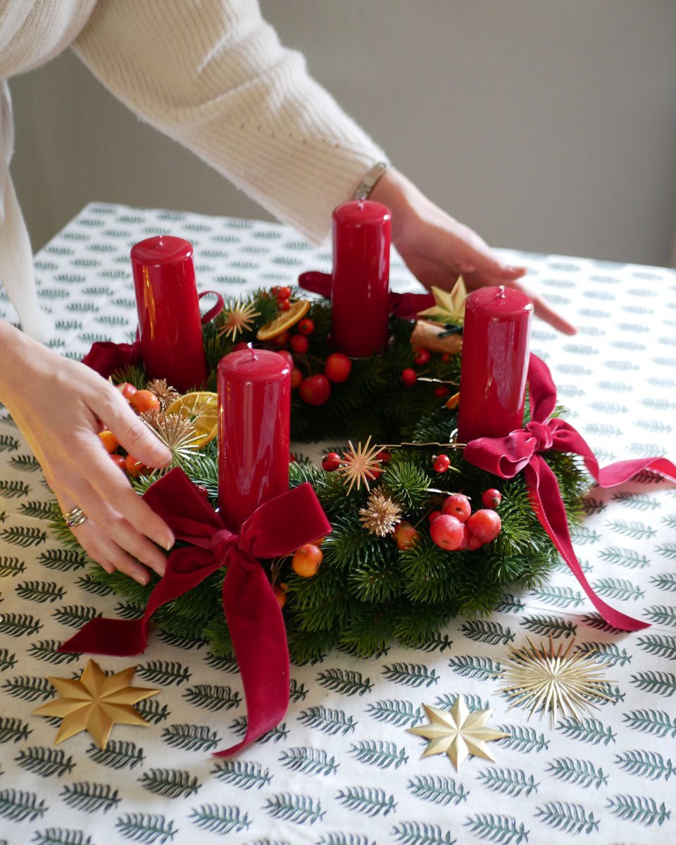 Set für Adventskranz in Rot