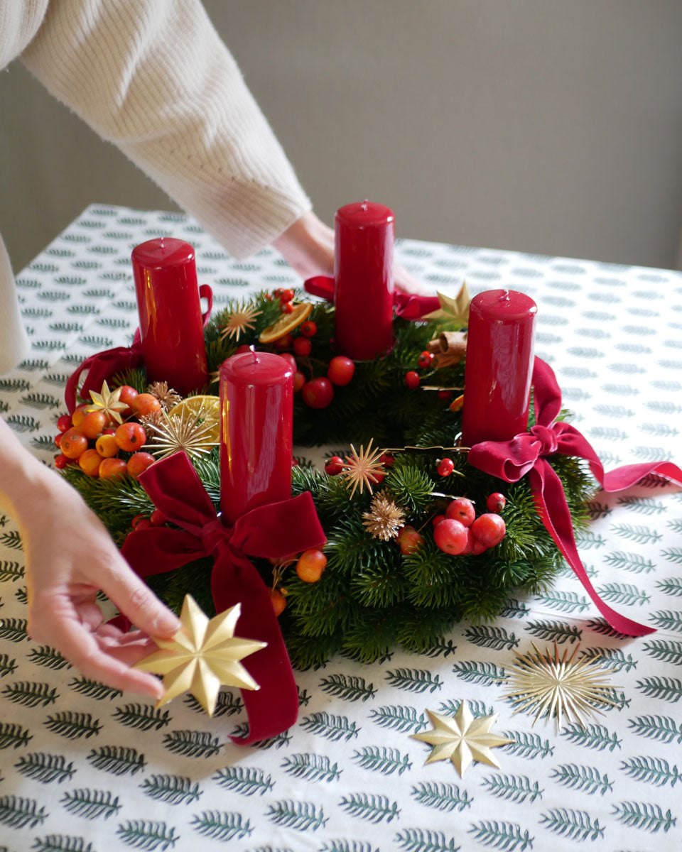 Set für Adventskranz in Rot