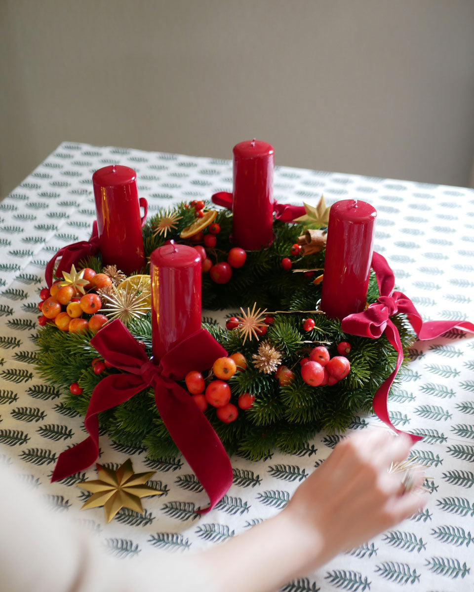 Set für Adventskranz in Rot