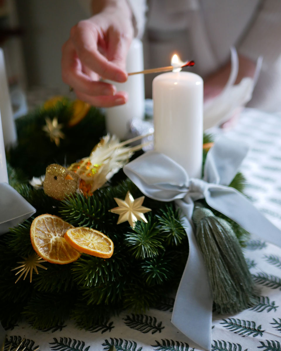 Set für Adventskranz in Gold & Silber