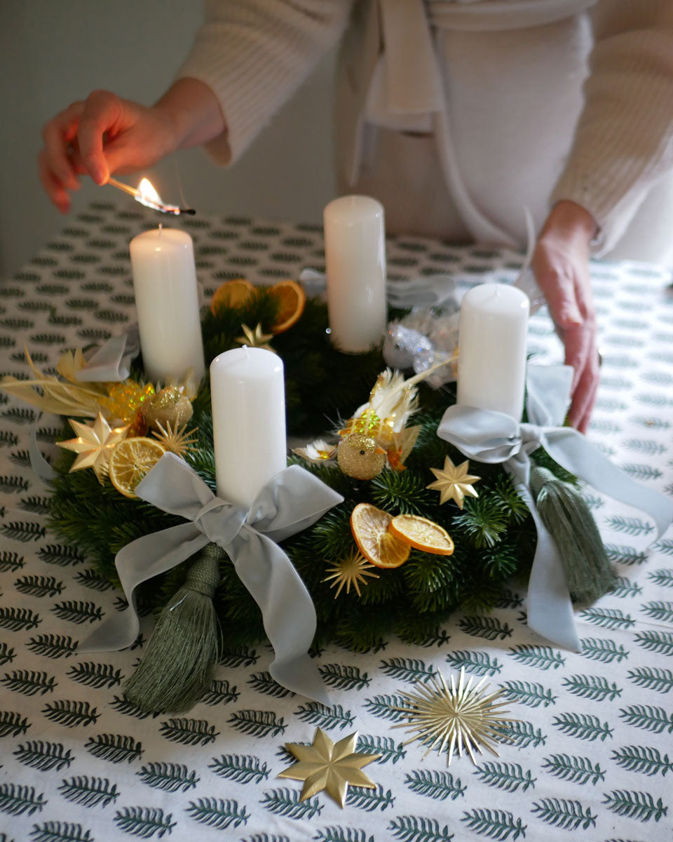 Set für Adventskranz in Gold & Silber