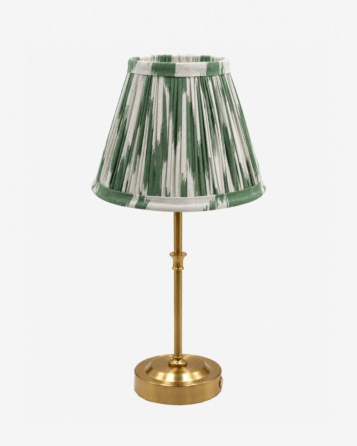 Akku-Tischleuchte "Paris" in Gold mit Ikat-Schirm