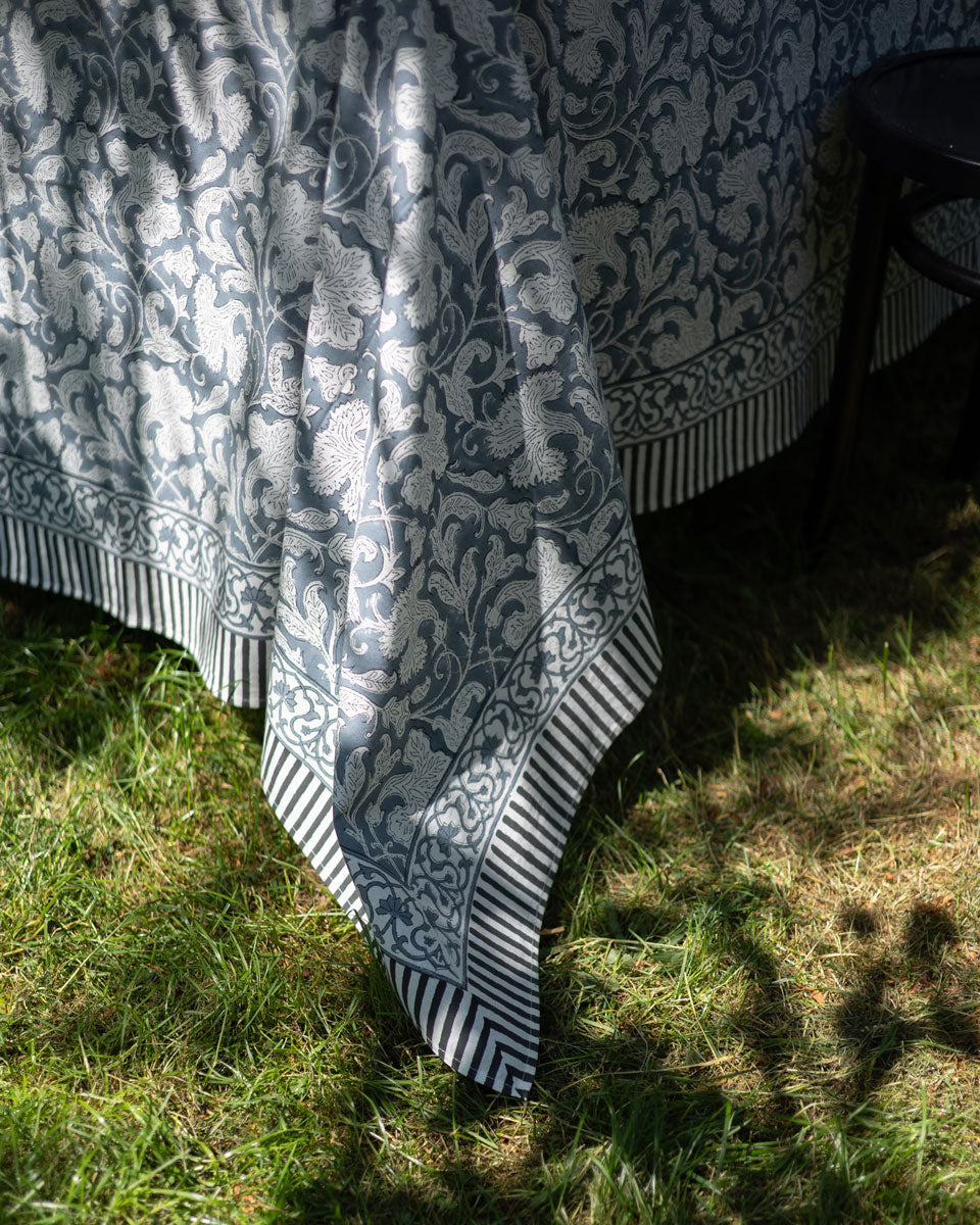 Blockprint Tischdecke "Blue Tea"