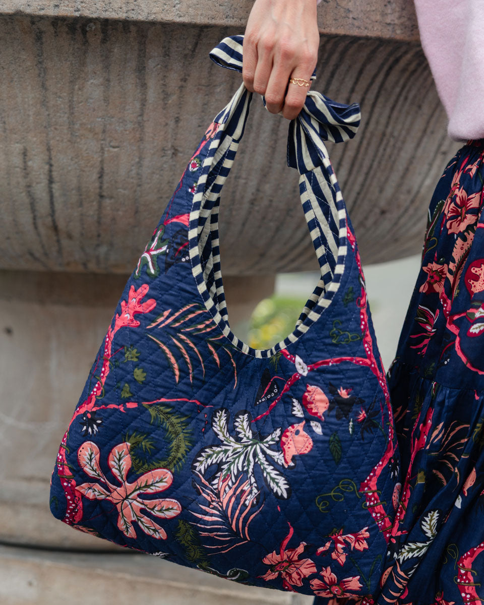 Bow Bag "Amalfi" mit Extra Täschchen - blau
