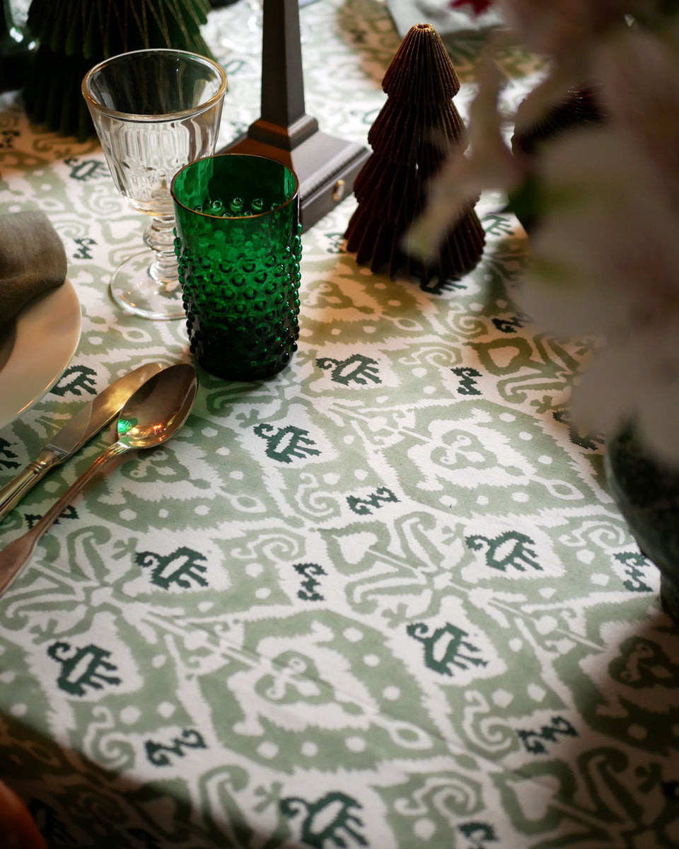 Blockprint Tischdecke "Ikat"