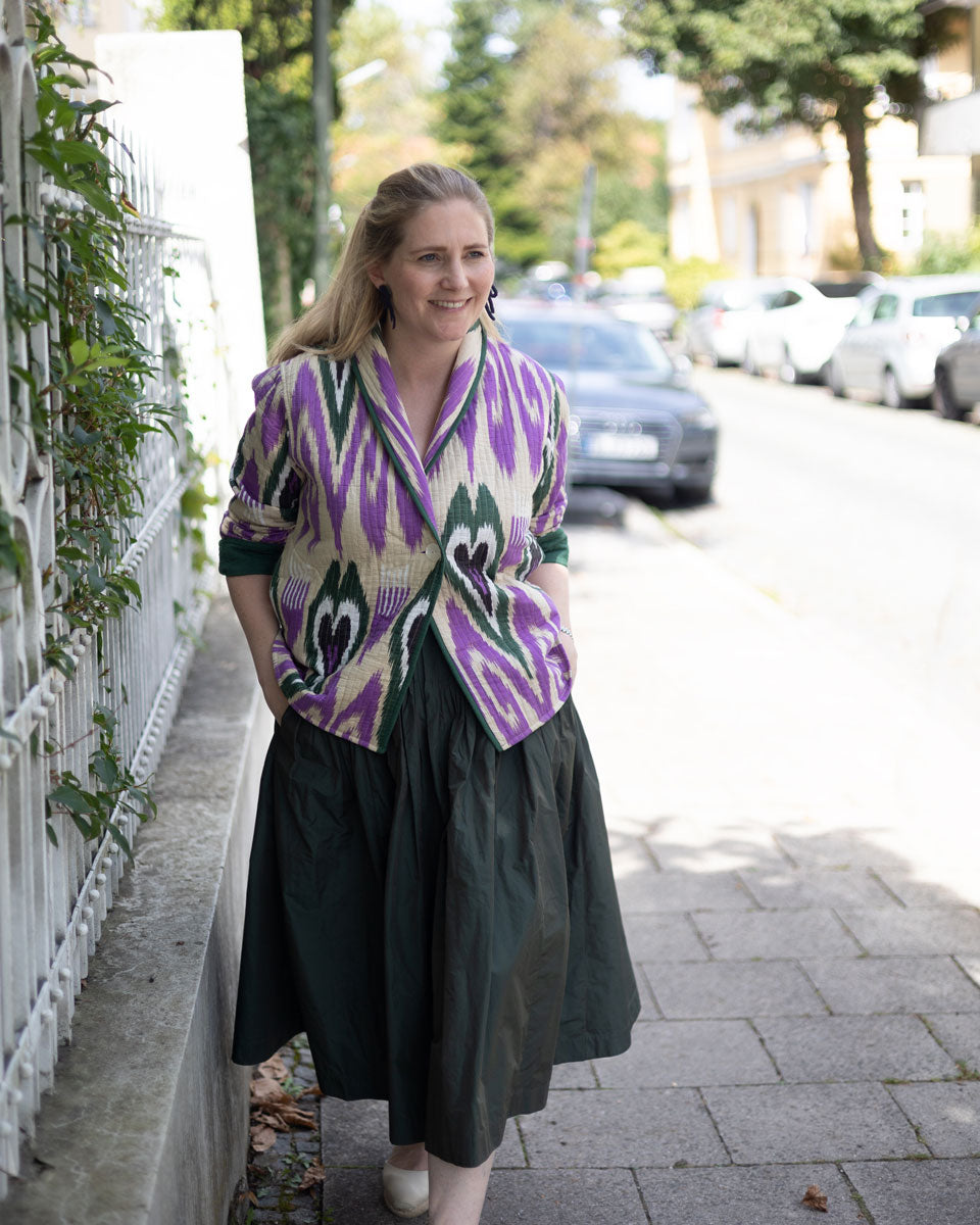 Ikat-Jacke "Donata" in Violett und Grün