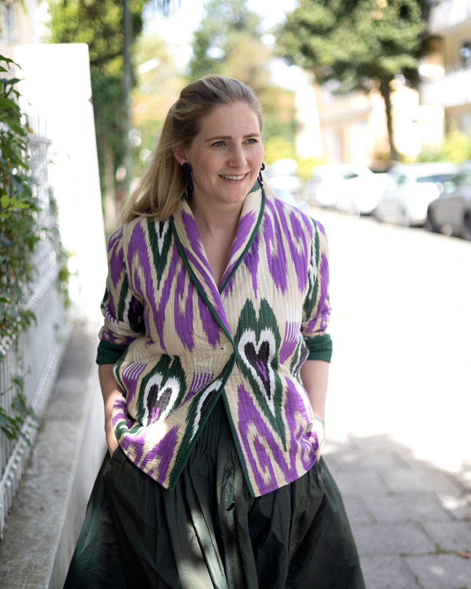 Ikat-Jacke "Donata" in Violett und Grün