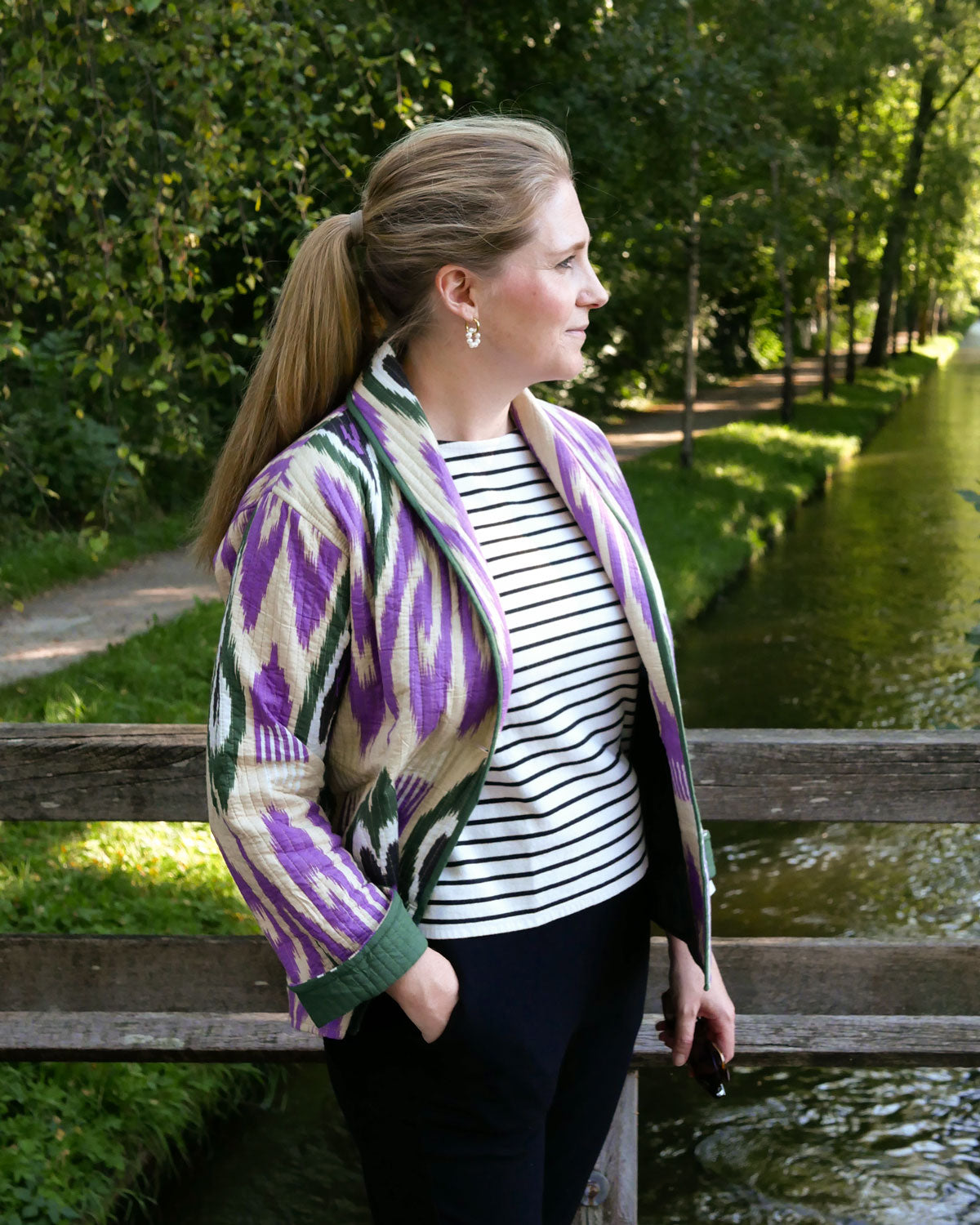 Ikat-Jacke "Donata" in Violett und Grün