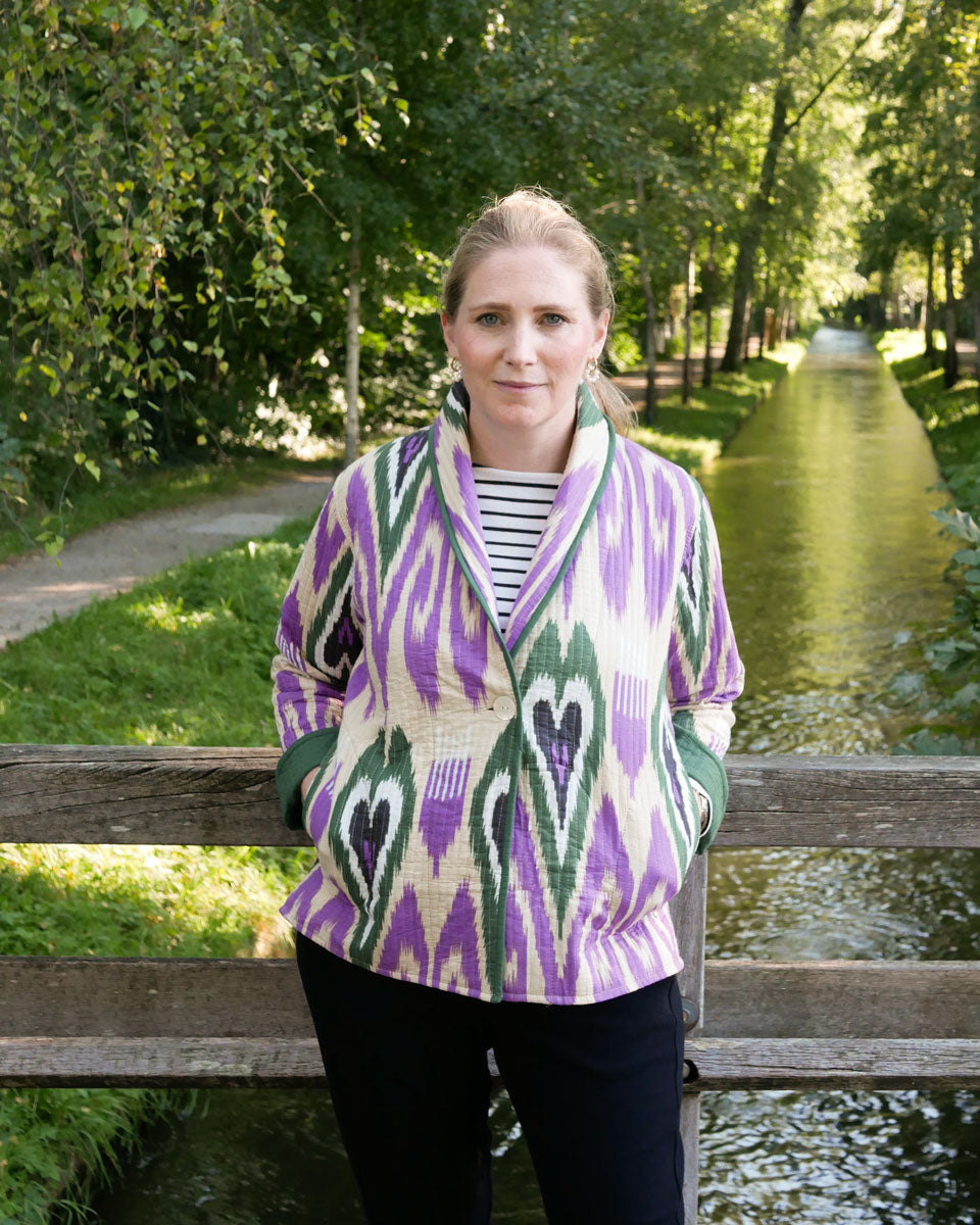 Ikat-Jacke "Donata" in Violett und Grün