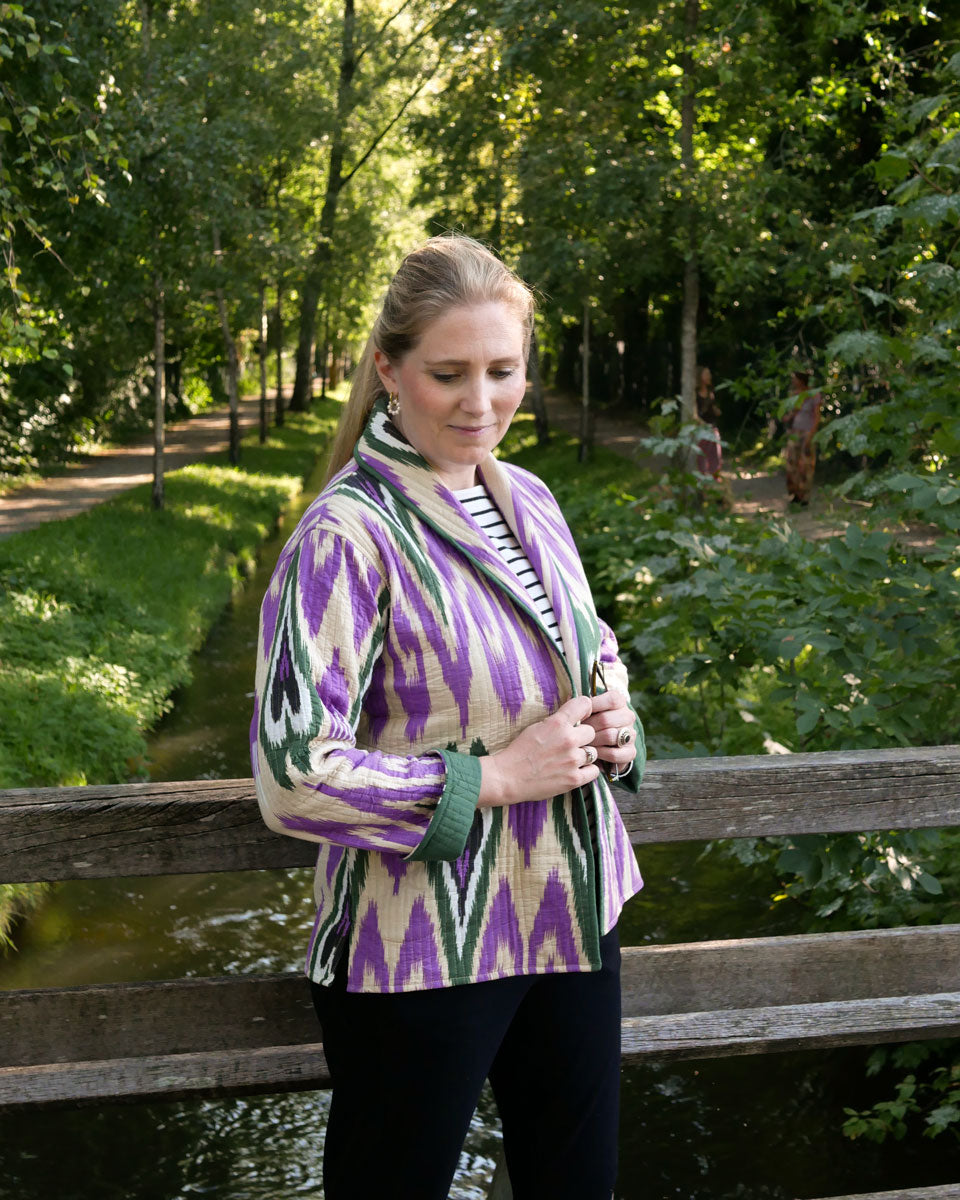 Ikat-Jacke "Donata" in Violett und Grün