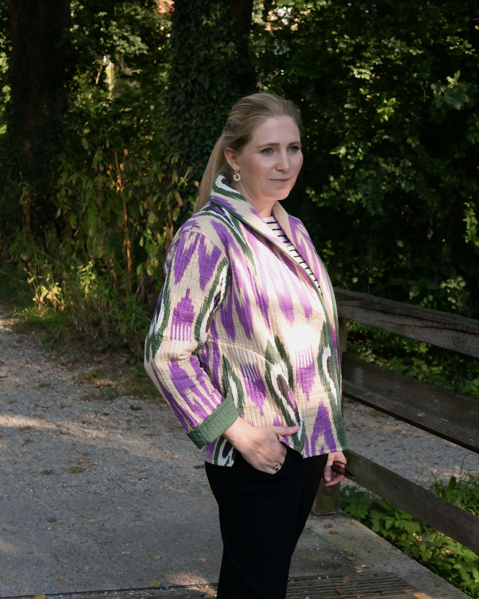 Ikat-Jacke "Donata" in Violett und Grün