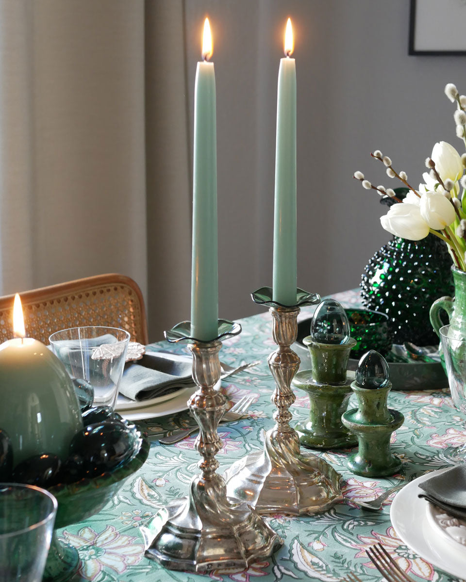 Kerzenmanschetten aus Glas - mundgeblasen, grün