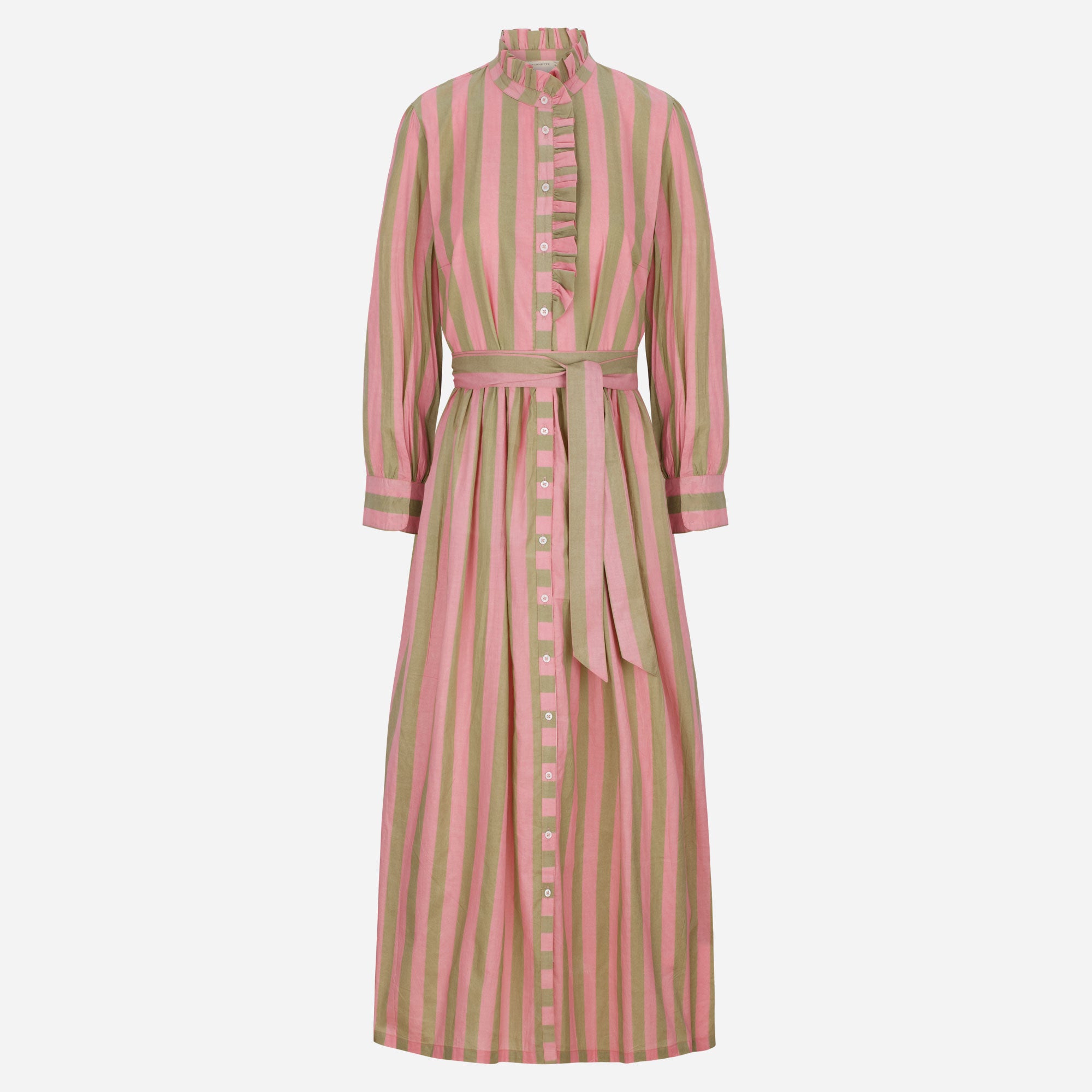 Kleid mit Volantkragen "Leonie" mit rosa-sand Streifen