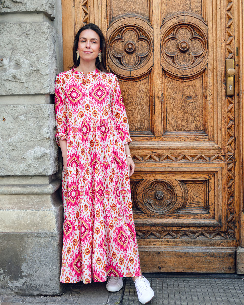 Maxikleid "Maxima" in Pink Ikat