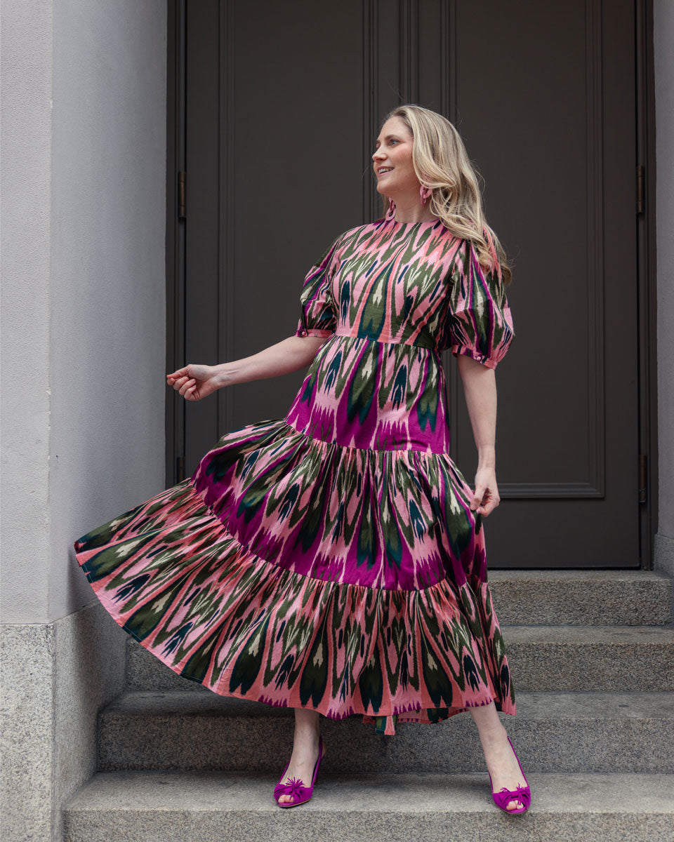 Kleid "Philippa" in violett-rosa Ikat