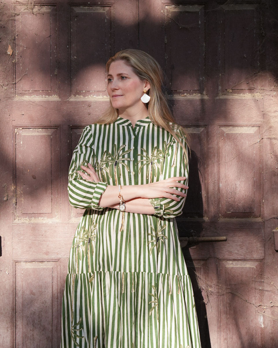 Maxikleid "Maxima" mit Palmen und Streifen