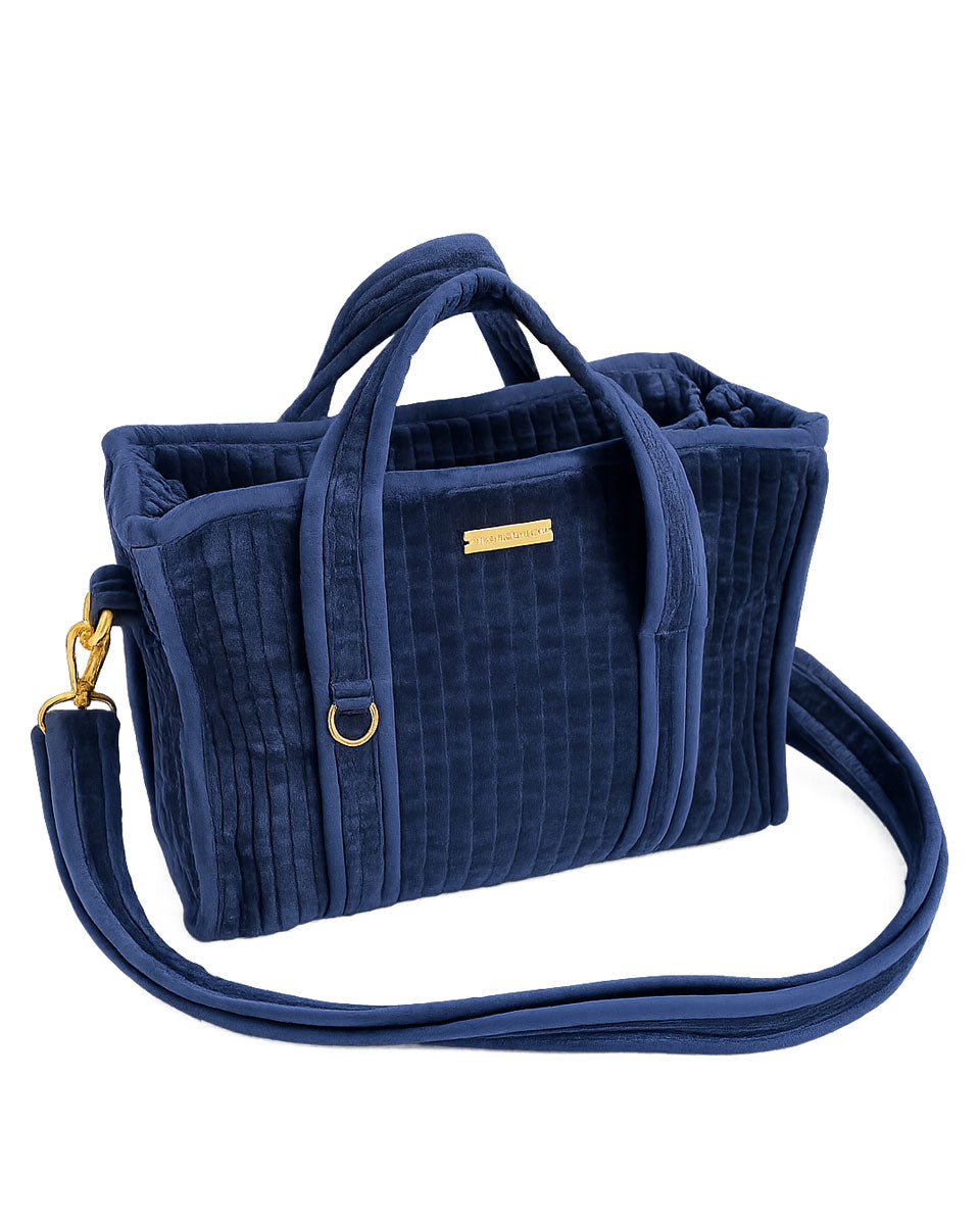 Mini Tote Bag aus Samt - dunkelblau