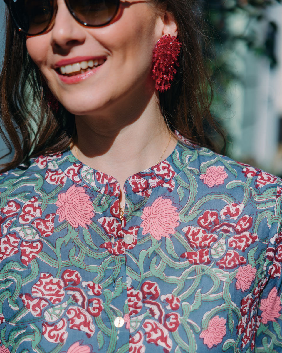 Maxikleid "Maxima" mit blauem Muster