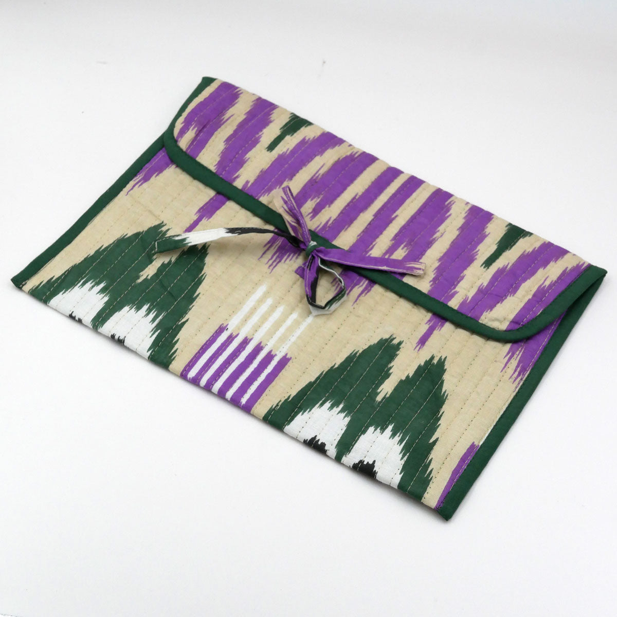 Pochette "Ikat" in violett und grün