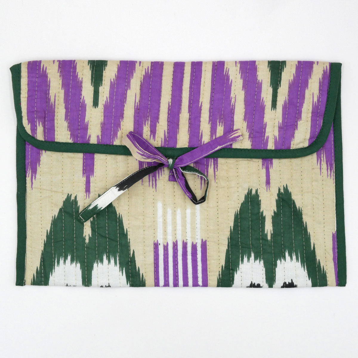 Pochette "Ikat" in violett und grün