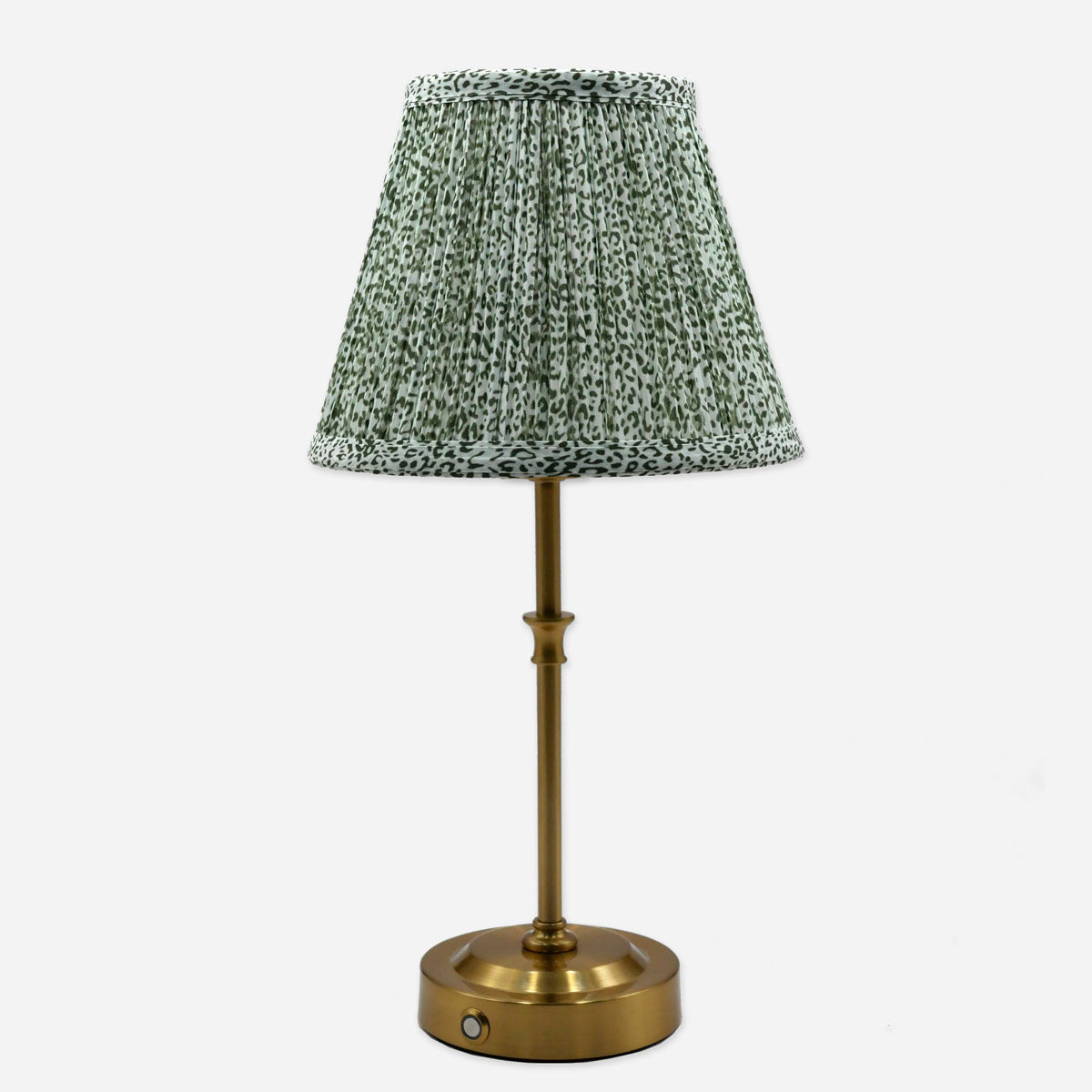 Akku-Tischleuchte "Paris" in Gold mit Stoffschirm