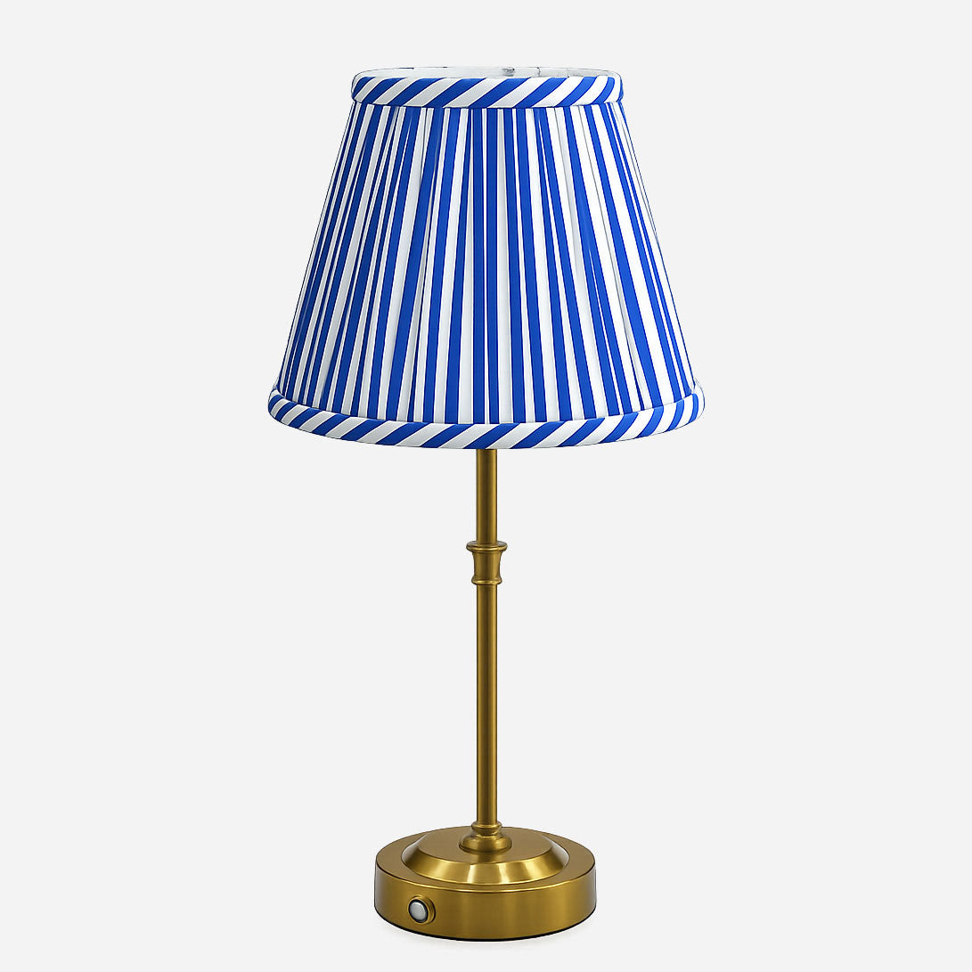 Akku-Tischleuchte "Paris" in Gold mit Stoffschirm