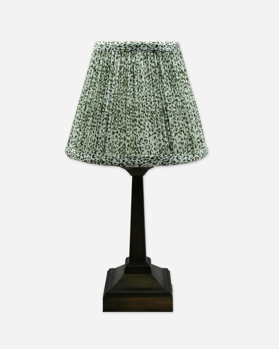 Akku Tischleuchte mit gemustertem Schirm - grün