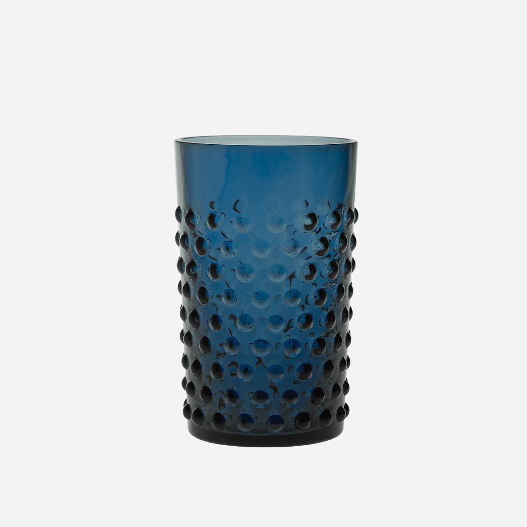 Wasserglas mit Noppen dunkelblau