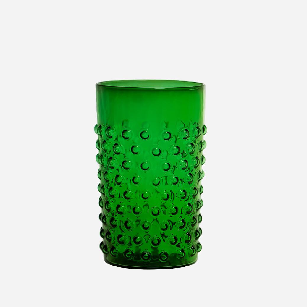 Wasserglas mit Noppen Smaragdgrün (2er)
