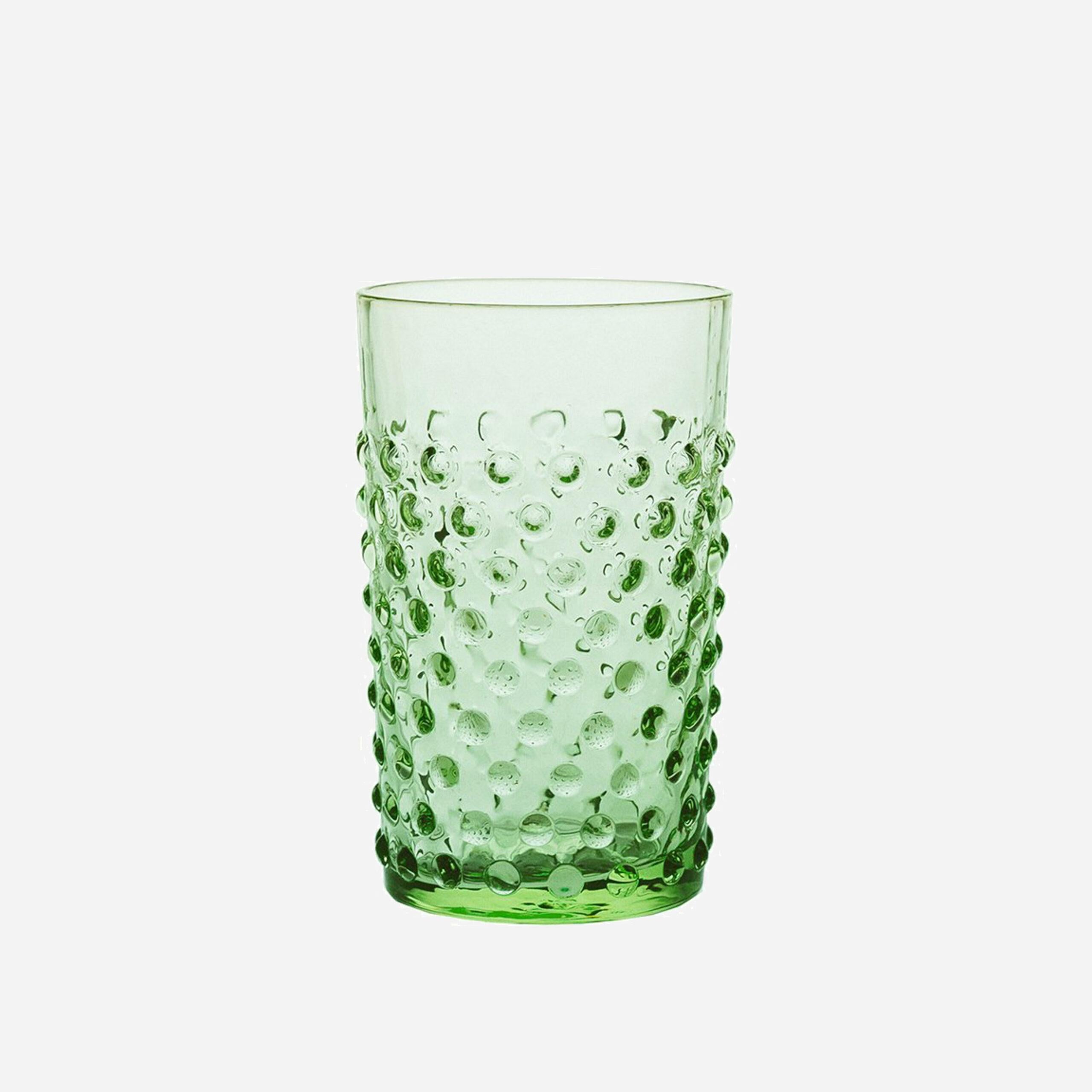 Wasserglas mit Noppen Limettengruen