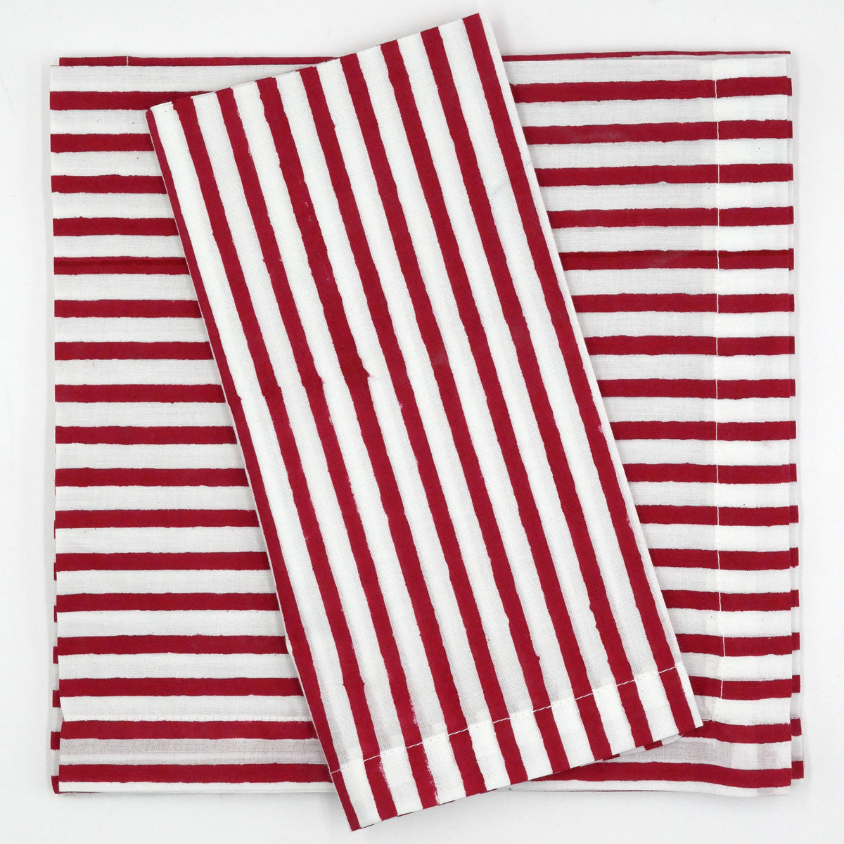 Blockprint Servietten "Riviera" rot (4er)