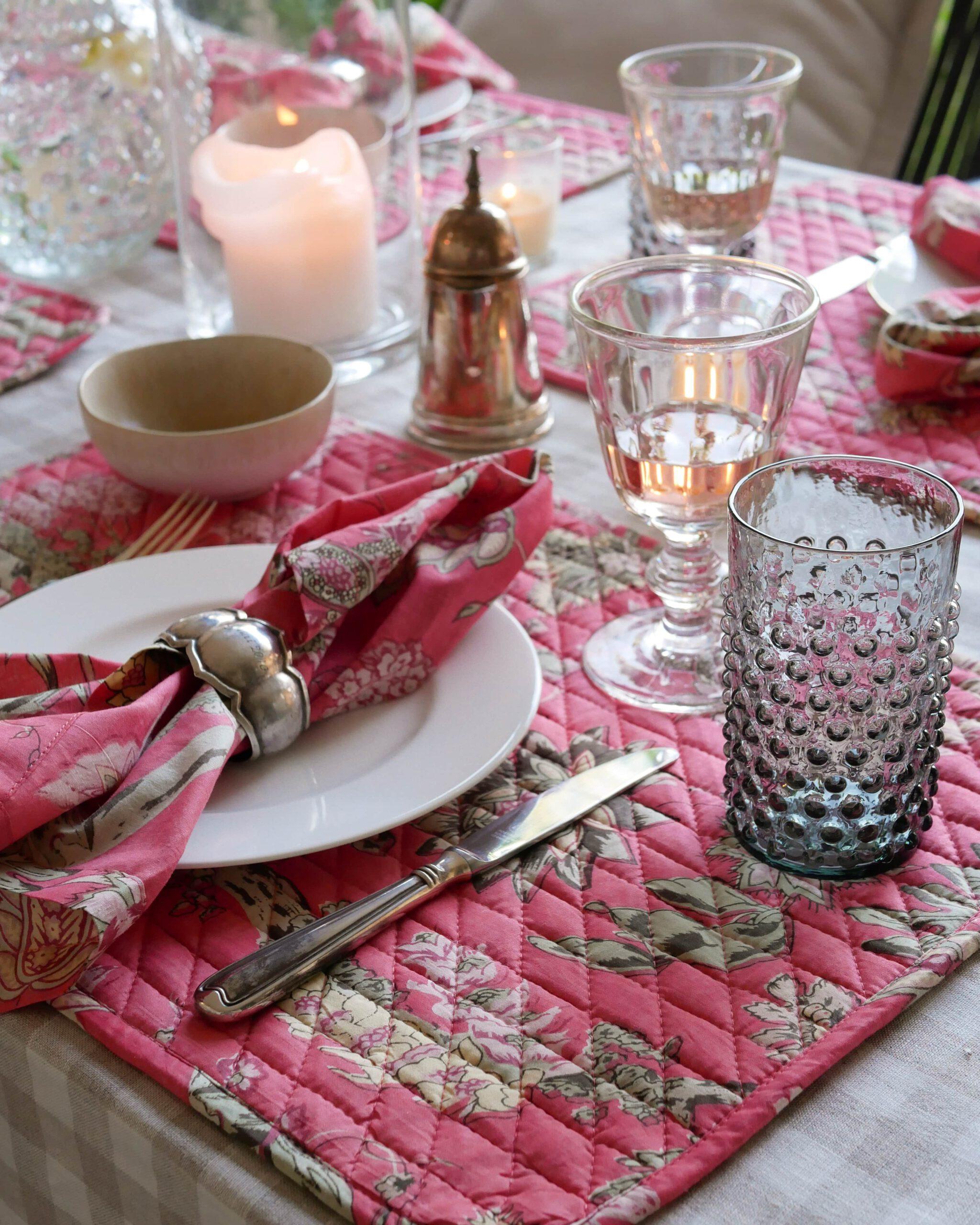 Tischsets abgesteppt pink