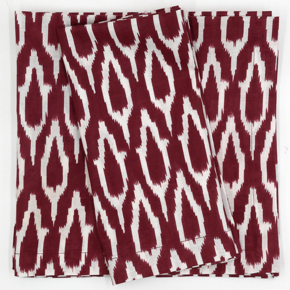 Ikat Servietten "Masala" Bordeaux & Weiß