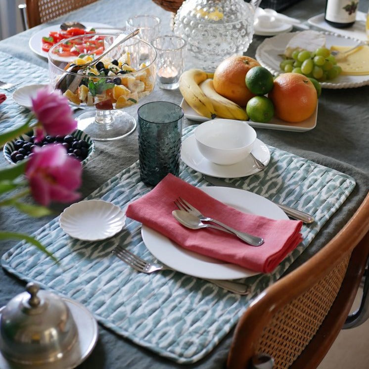 Tischsets abgesteppt Ikat Fruehstueck