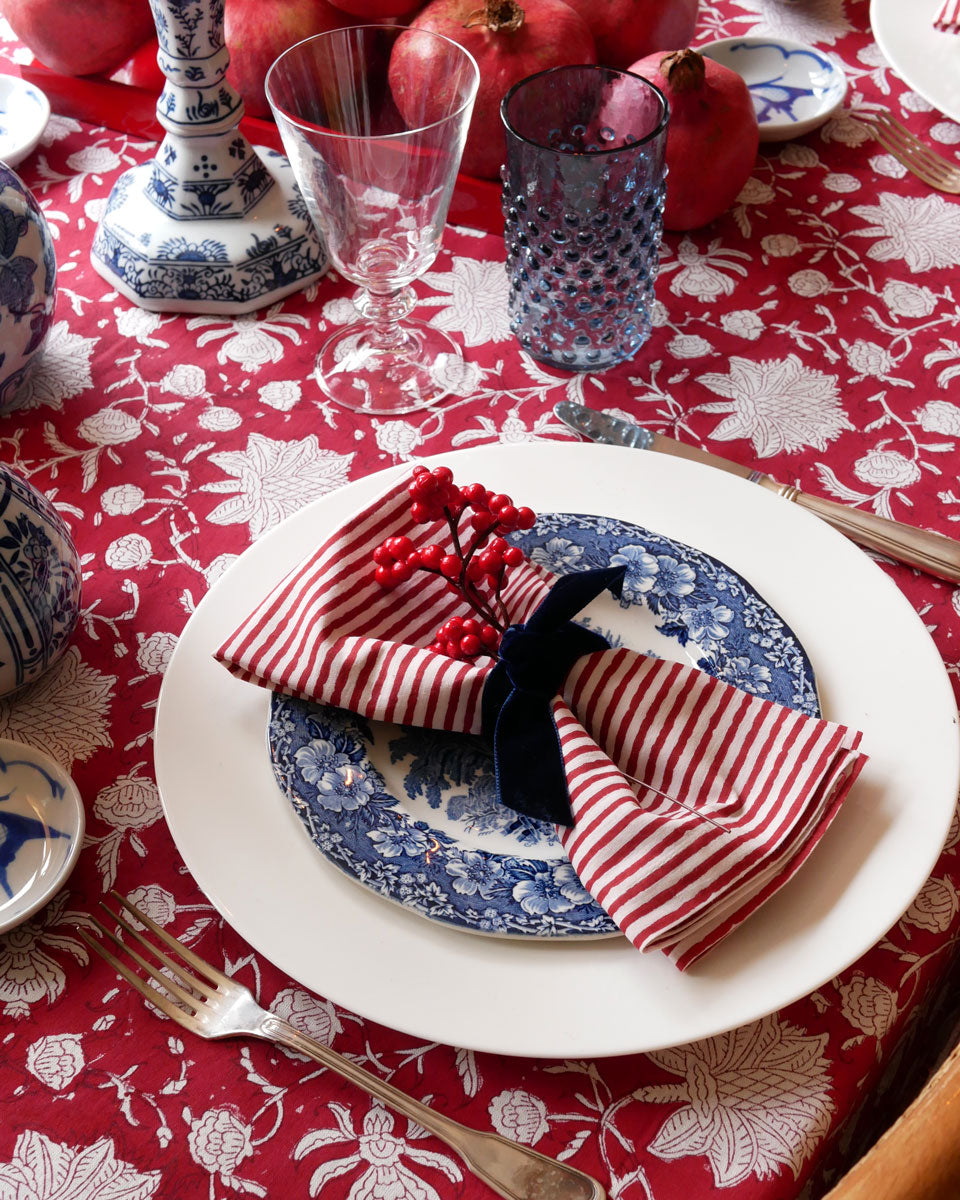 Blockprint Servietten "Riviera" rot (4er)