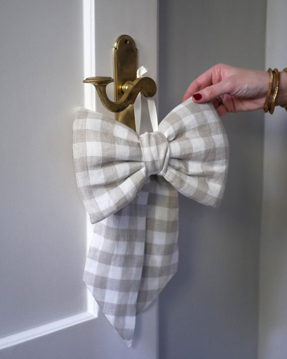 Extra große Schleife - beige kariert