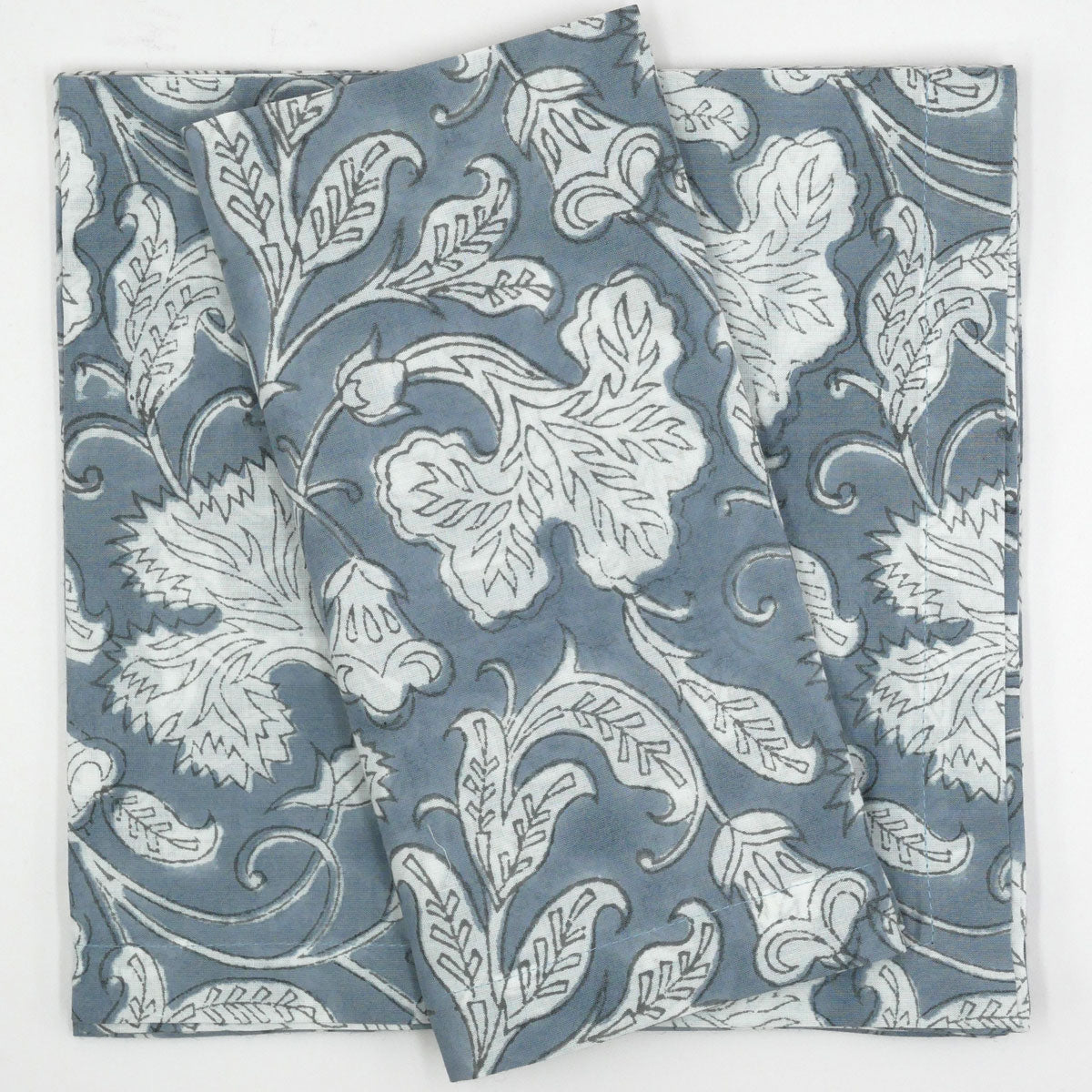 Blockprint Servietten "Blue Tea" Graublau (6er)