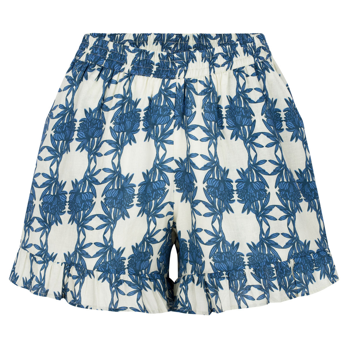 Shorts "Eleni" mit blauem Muster