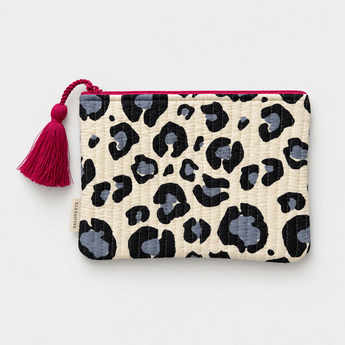 Täschchen "Leopard" mit pinker Quaste