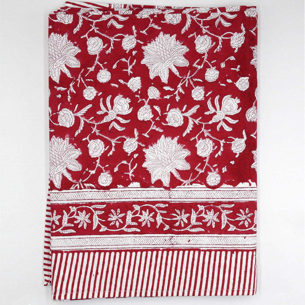 Blockprint Tischdecke "Rosso"