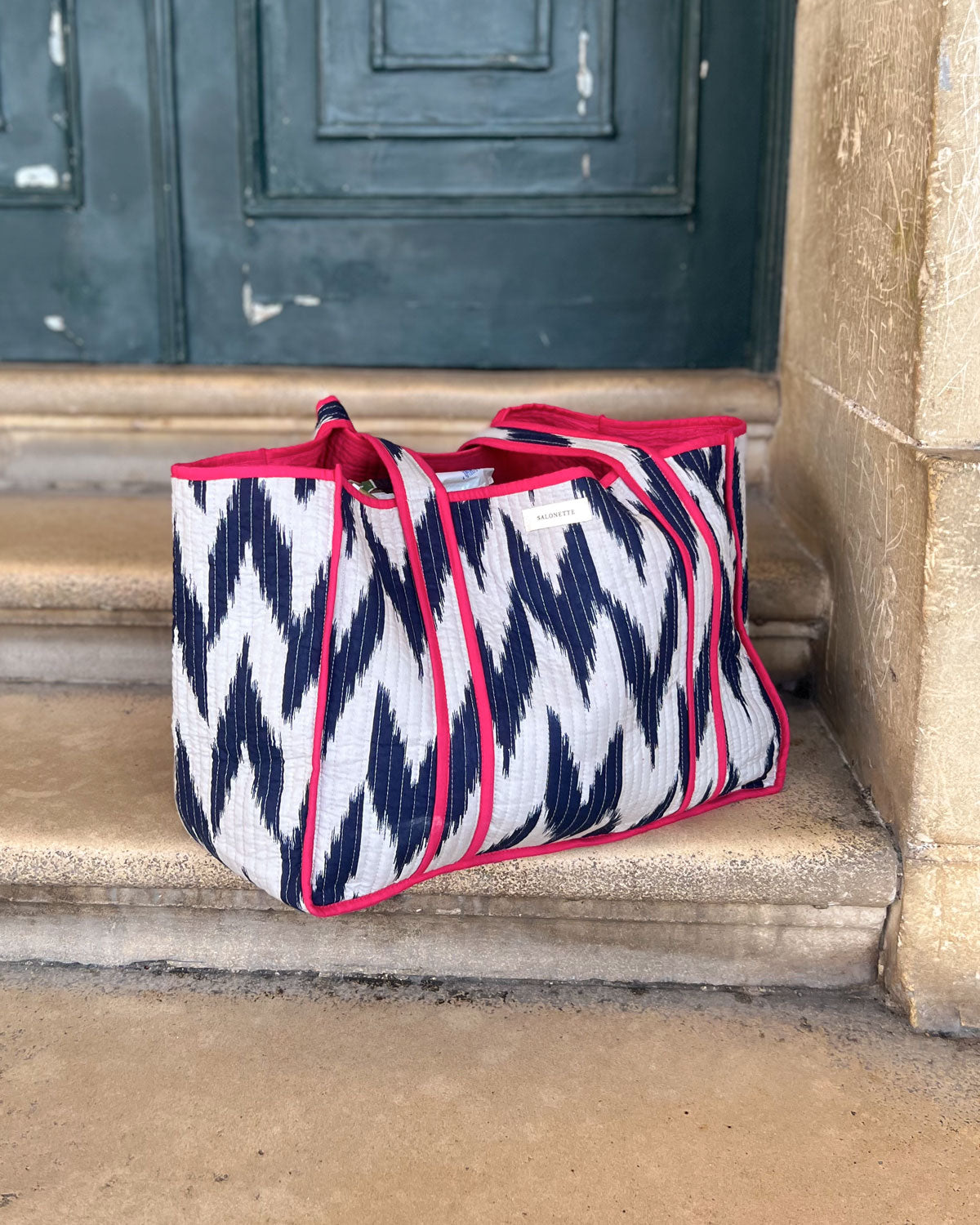 Tote Bag "Ikat" in Navy und Pink