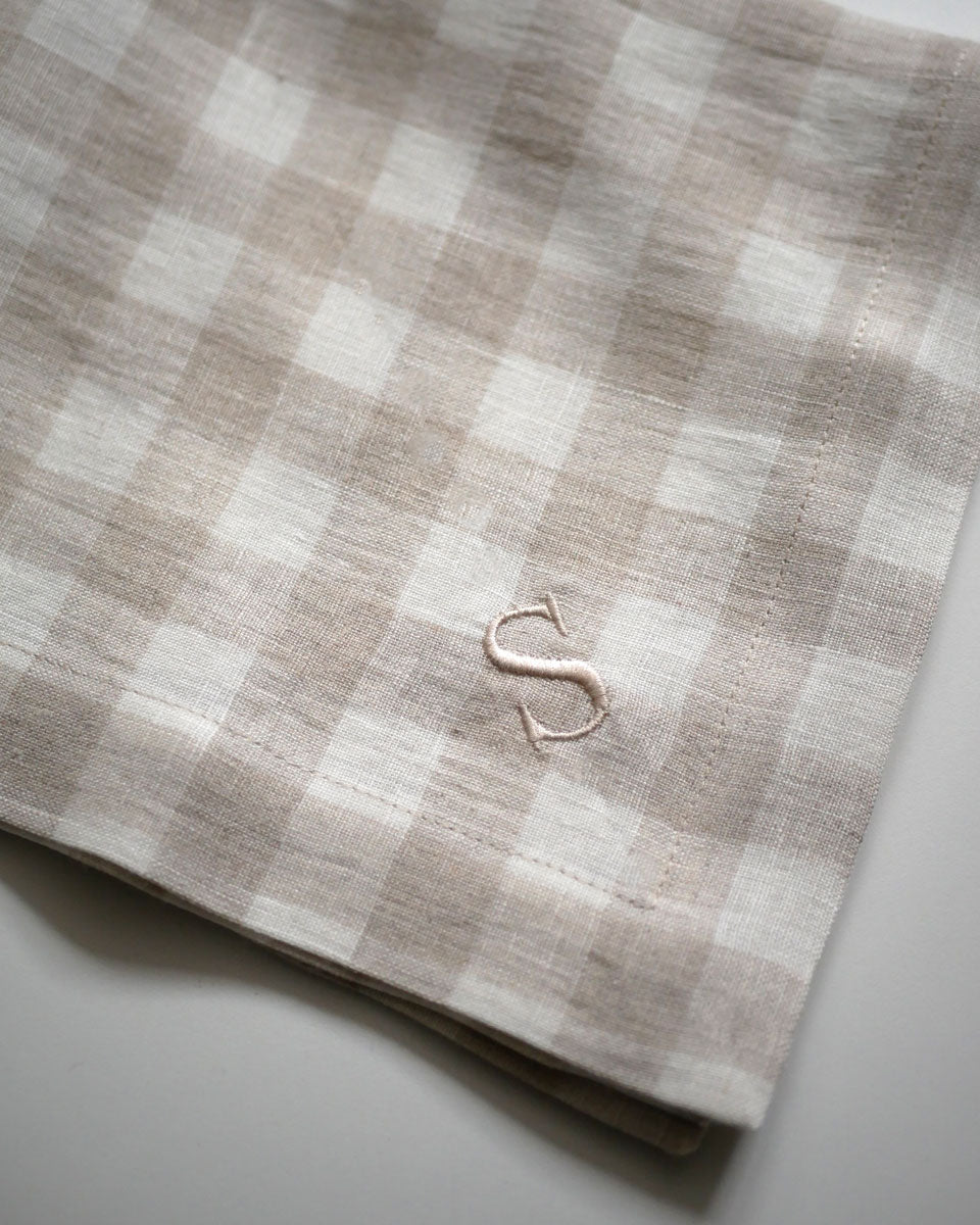 Leinenservietten Beige kariert (4er)