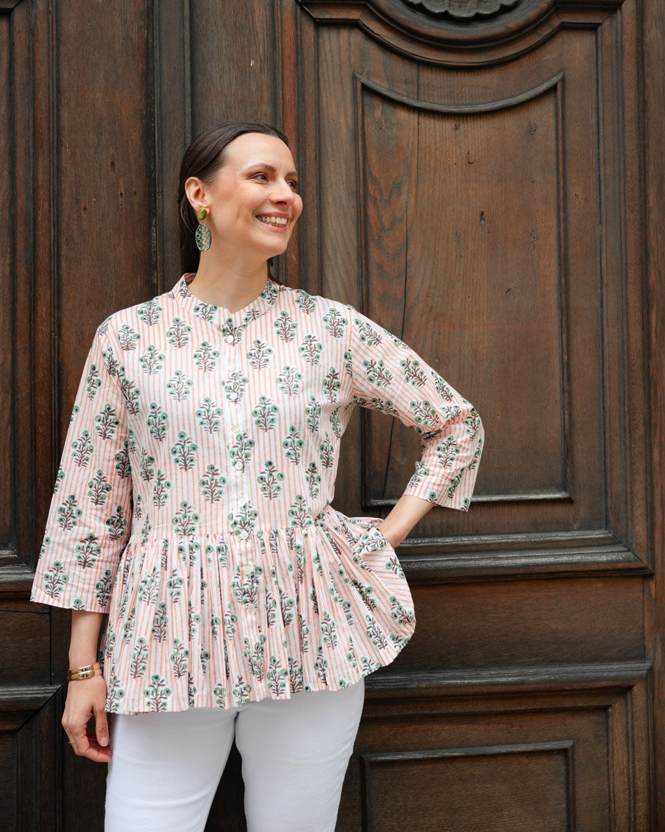 Bluse "Pina" mit rosa Streifen
