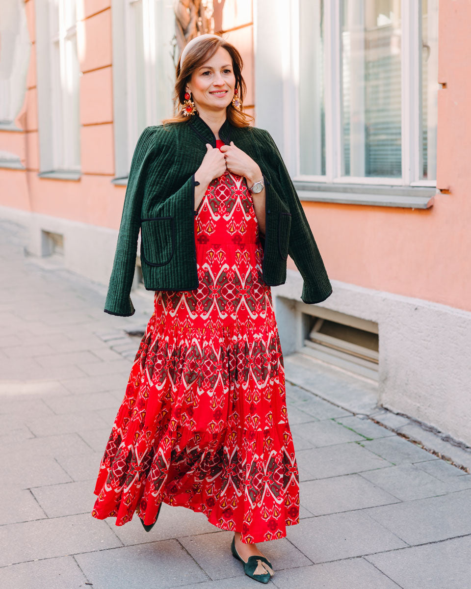 Kleid "Philippa" in rotem Ikat