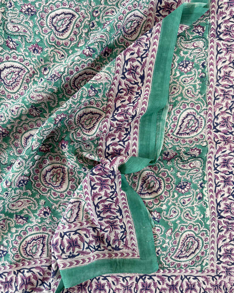 Pareo Blockprint in Grün & Violett