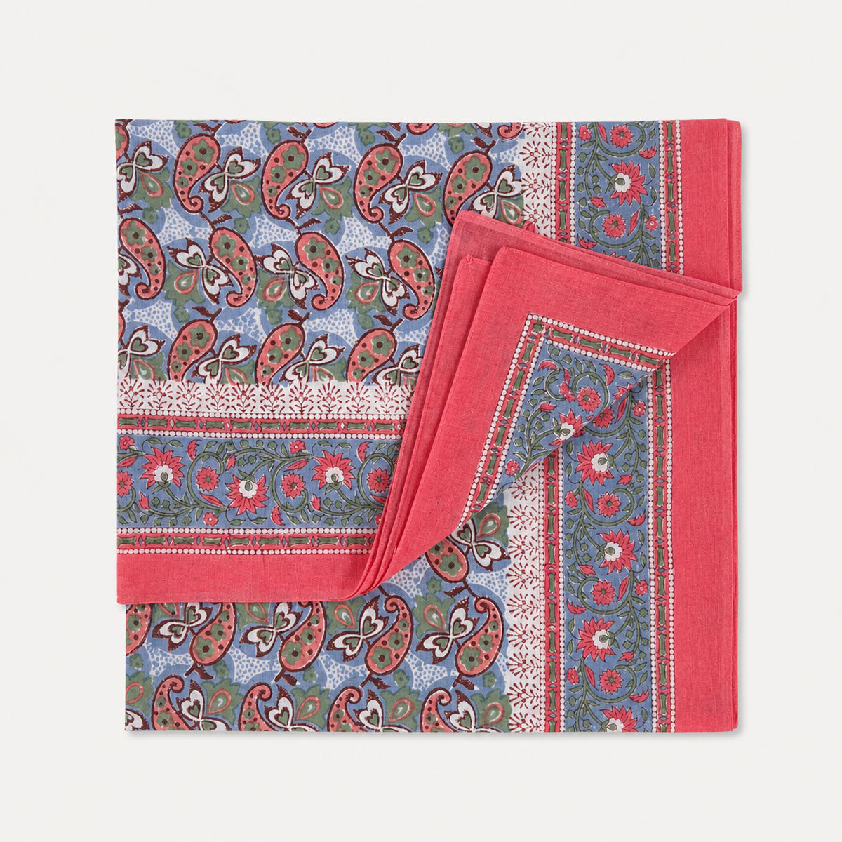 Pareo Blockprint in Korall & Blau