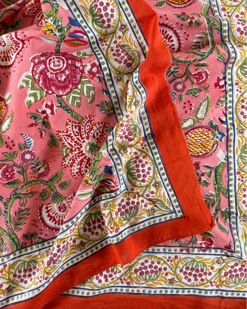 Pareo Blockprint in Korall & Orange