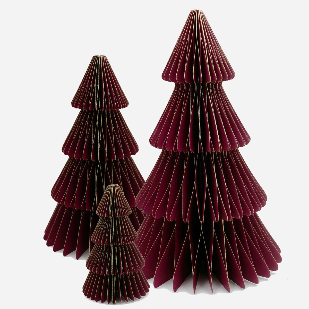 Weihnachtsbäume aus Wabenpapier - Bordeaux