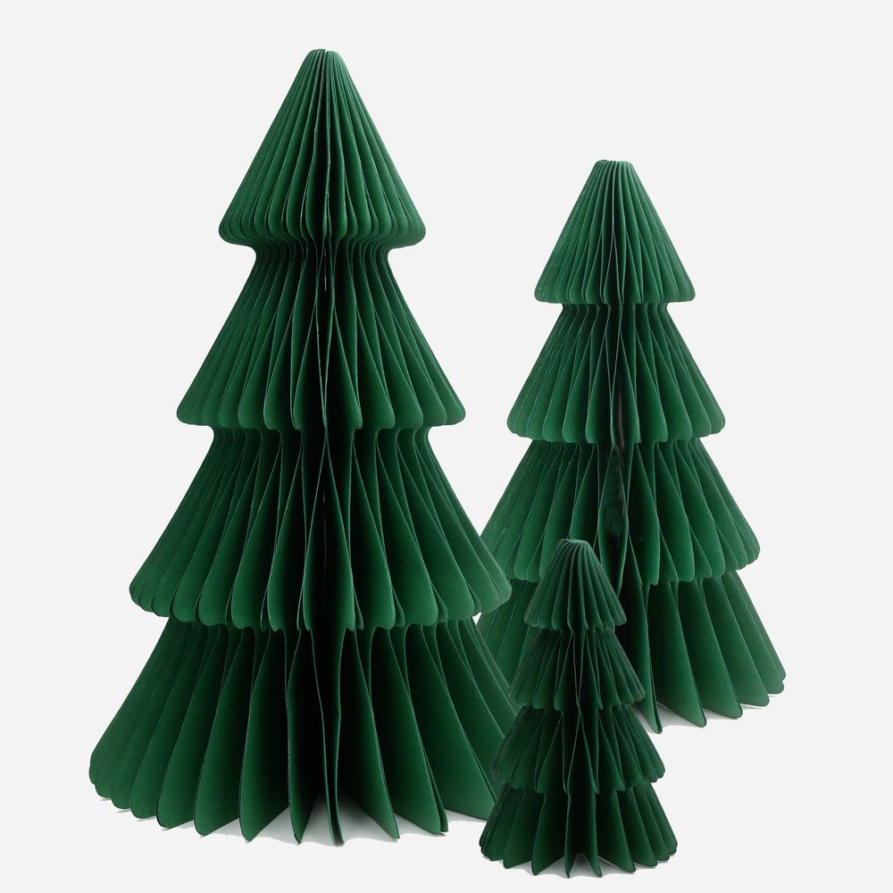 Weihnachtsbäume aus Wabenpapier - Dunkelgrün