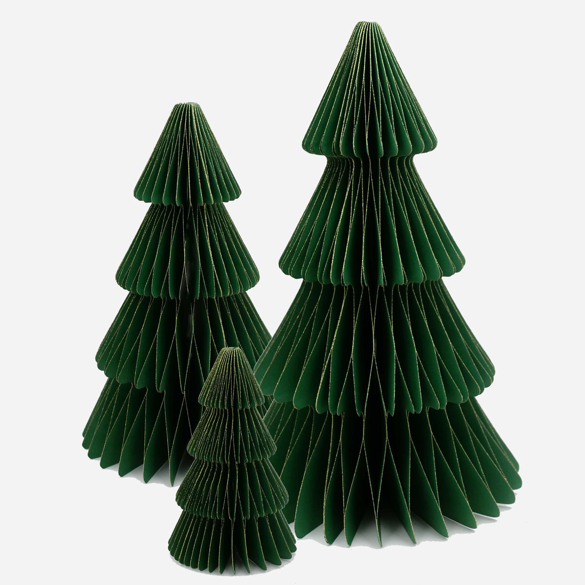 Weihnachtsbäume aus Wabenpapier - verschiedene Farben